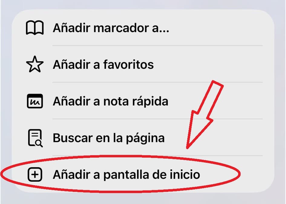 Paso 3: "Añadir a pantalla de inicio"